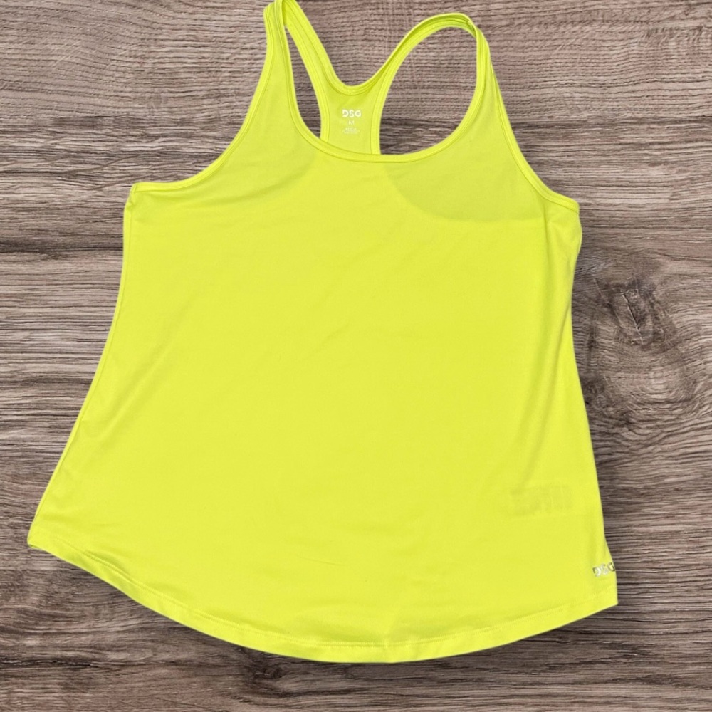 DSG Neon Yellow Sleeveless Racer Back‎ Tank Top for Active Wear Sz M